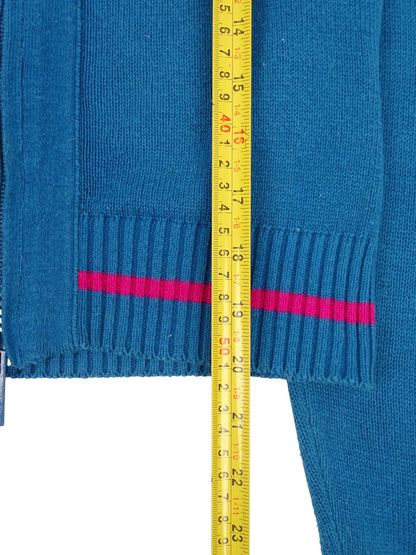 Pull Zippé Bleu Fuchsia 60% Coton XS Femme