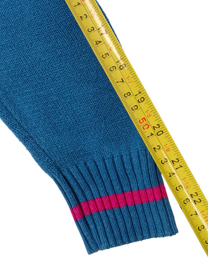 Pull Zippé Bleu Fuchsia 60% Coton XS Femme