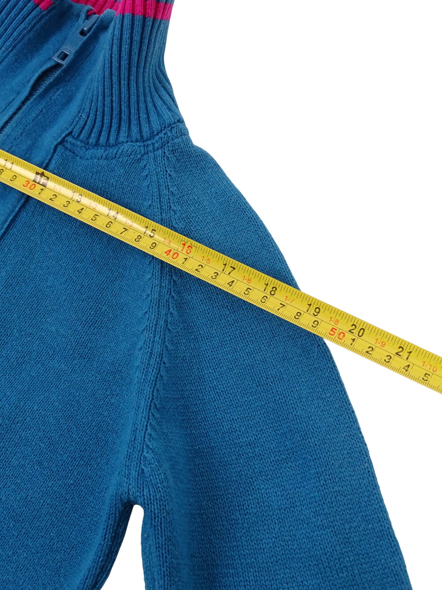 Pull Zippé Bleu Fuchsia 60% Coton XS Femme