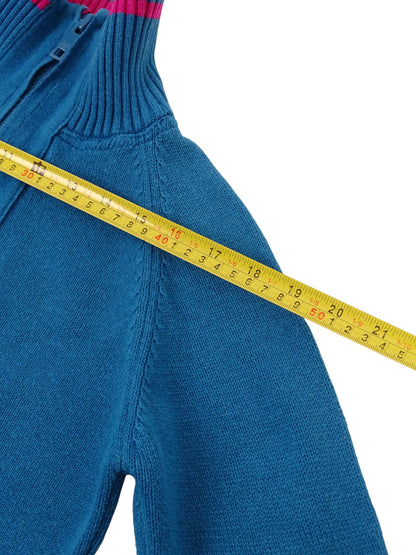 Pull Zippé Bleu Fuchsia 60% Coton XS Femme