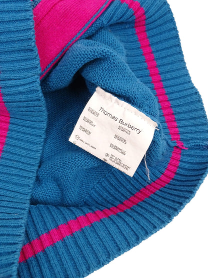 Pull Zippé Bleu Fuchsia 60% Coton XS Femme