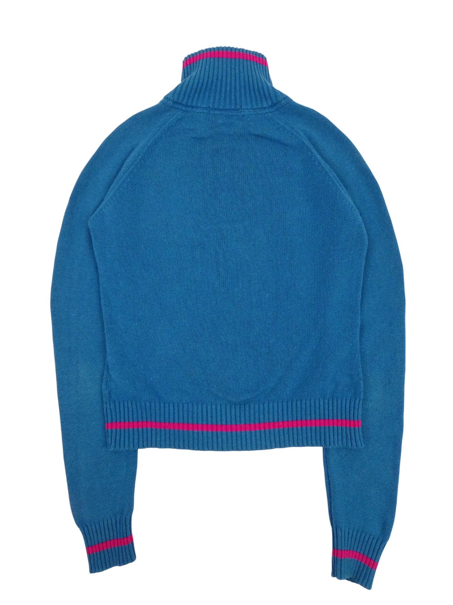 Pull Zippé Bleu Fuchsia 60% Coton XS Femme