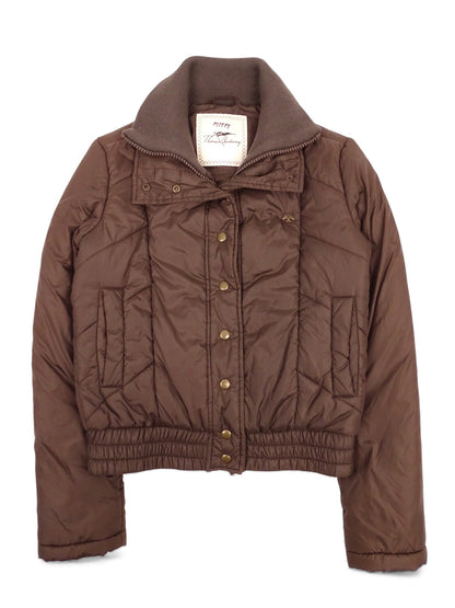 Burberry Doudoune Courte Marron Double Zip XS Femme