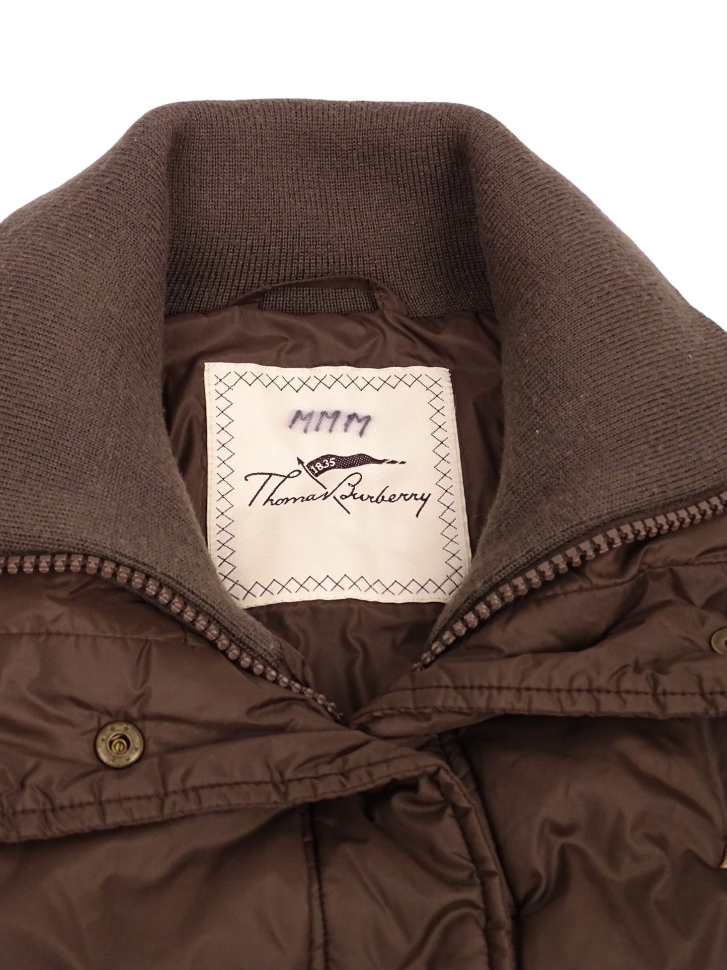 Burberry Doudoune Courte Marron Double Zip XS Femme