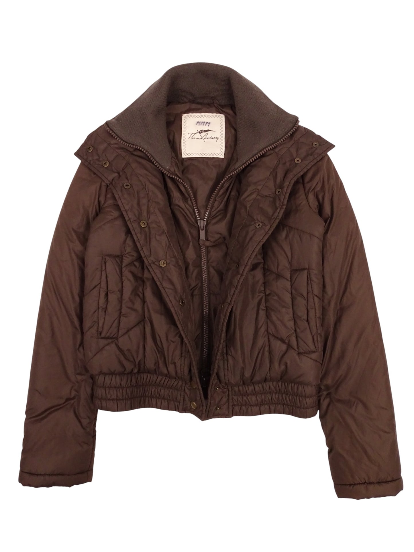 Burberry Doudoune Courte Marron Double Zip XS Femme