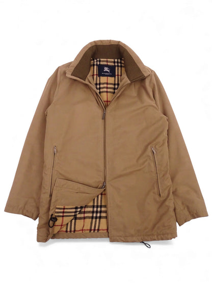 Burberry Manteau Harrington Mi-Long Beige Coton Intérieur Tartan Nova Check M Homme