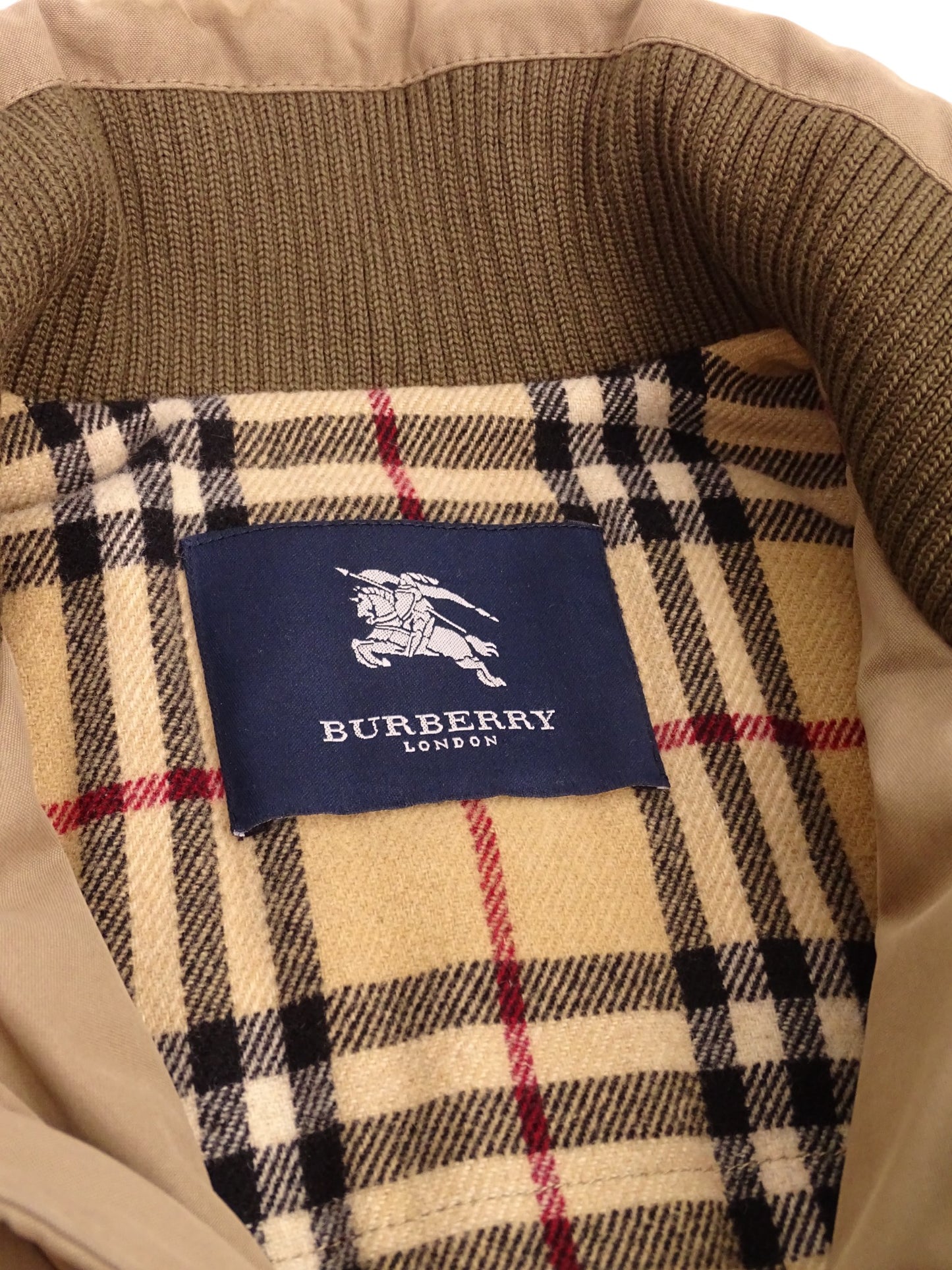 Burberry Manteau Harrington Mi-Long Beige Coton Intérieur Tartan Nova Check M Homme