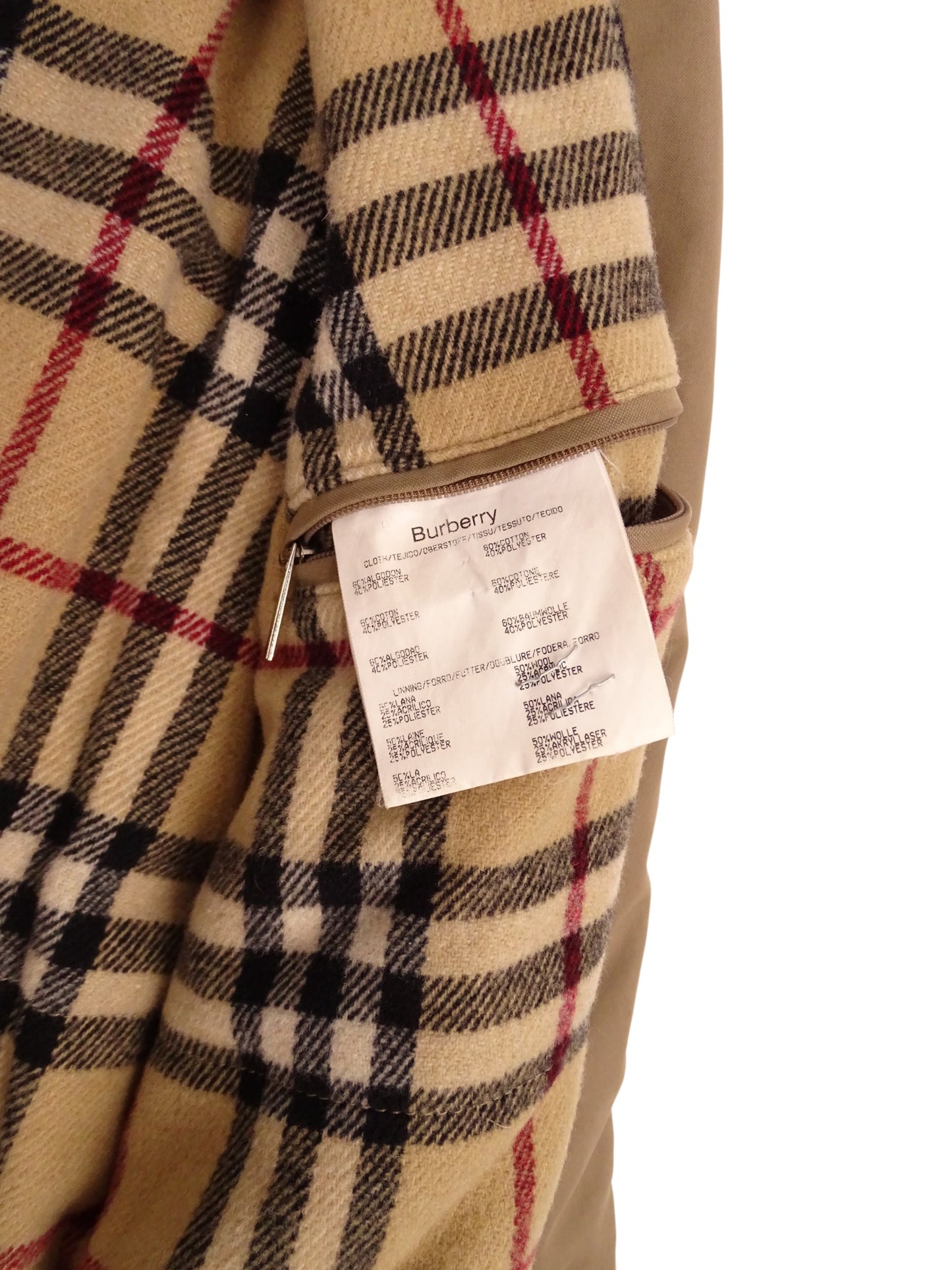 Burberry Manteau Harrington Mi-Long Beige Coton Intérieur Tartan Nova Check M Homme