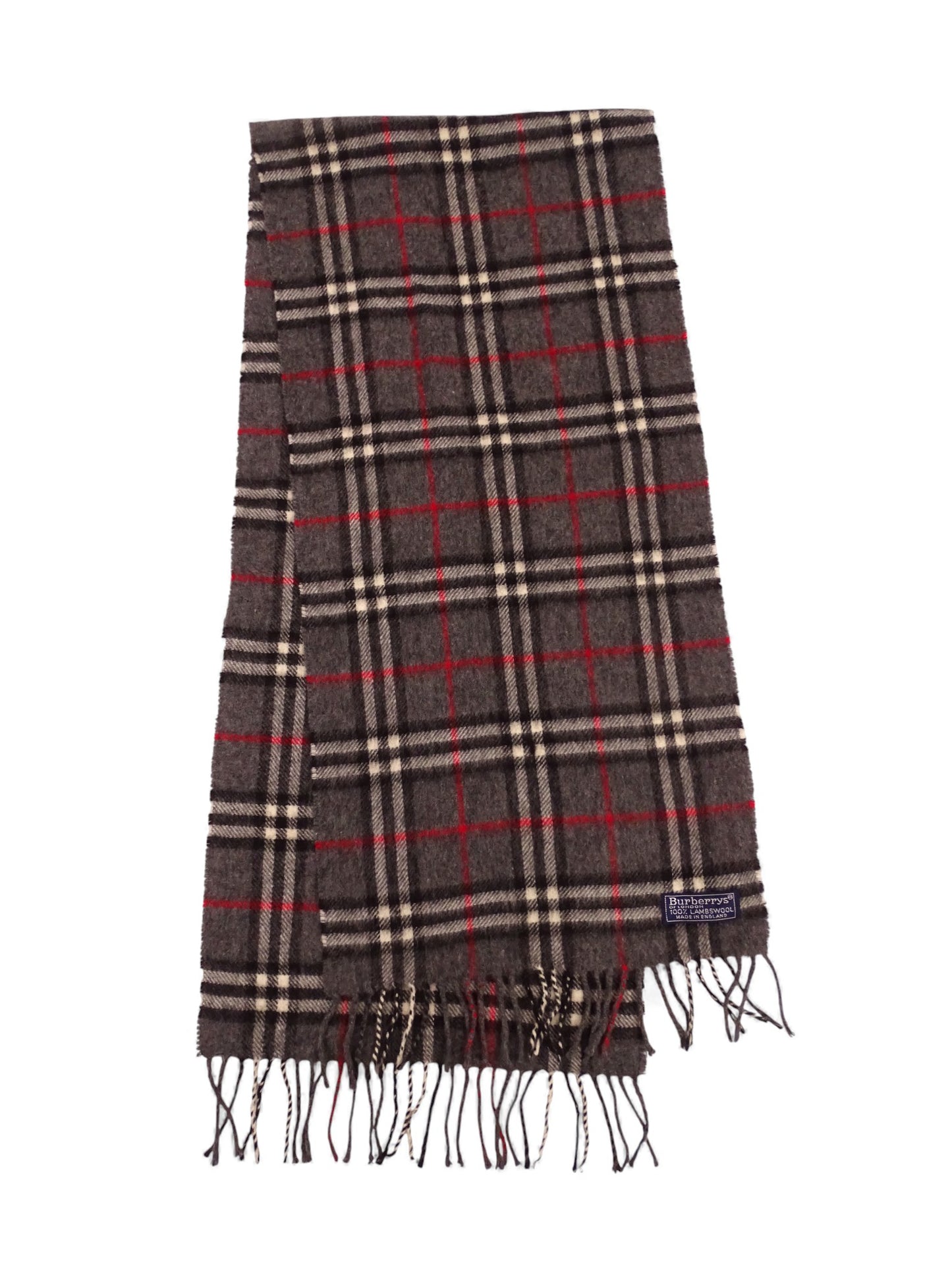 Burberry Écharpe Grise Tartan Nova Check 100% Laine 130 cm