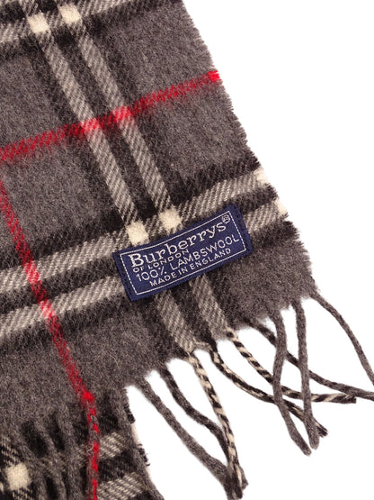 Burberry Écharpe Grise Tartan Nova Check 100% Laine 130 cm