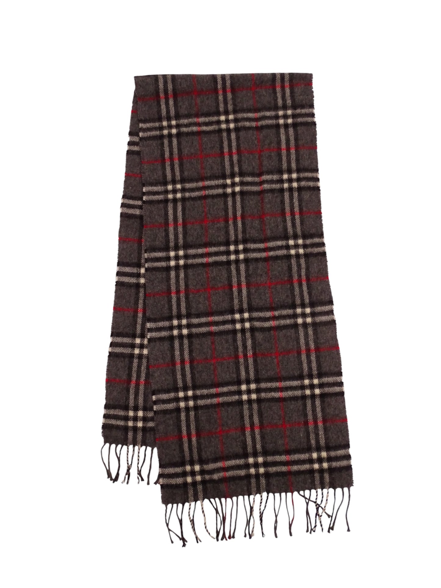 Burberry Écharpe Grise Tartan Nova Check 100% Laine 130 cm