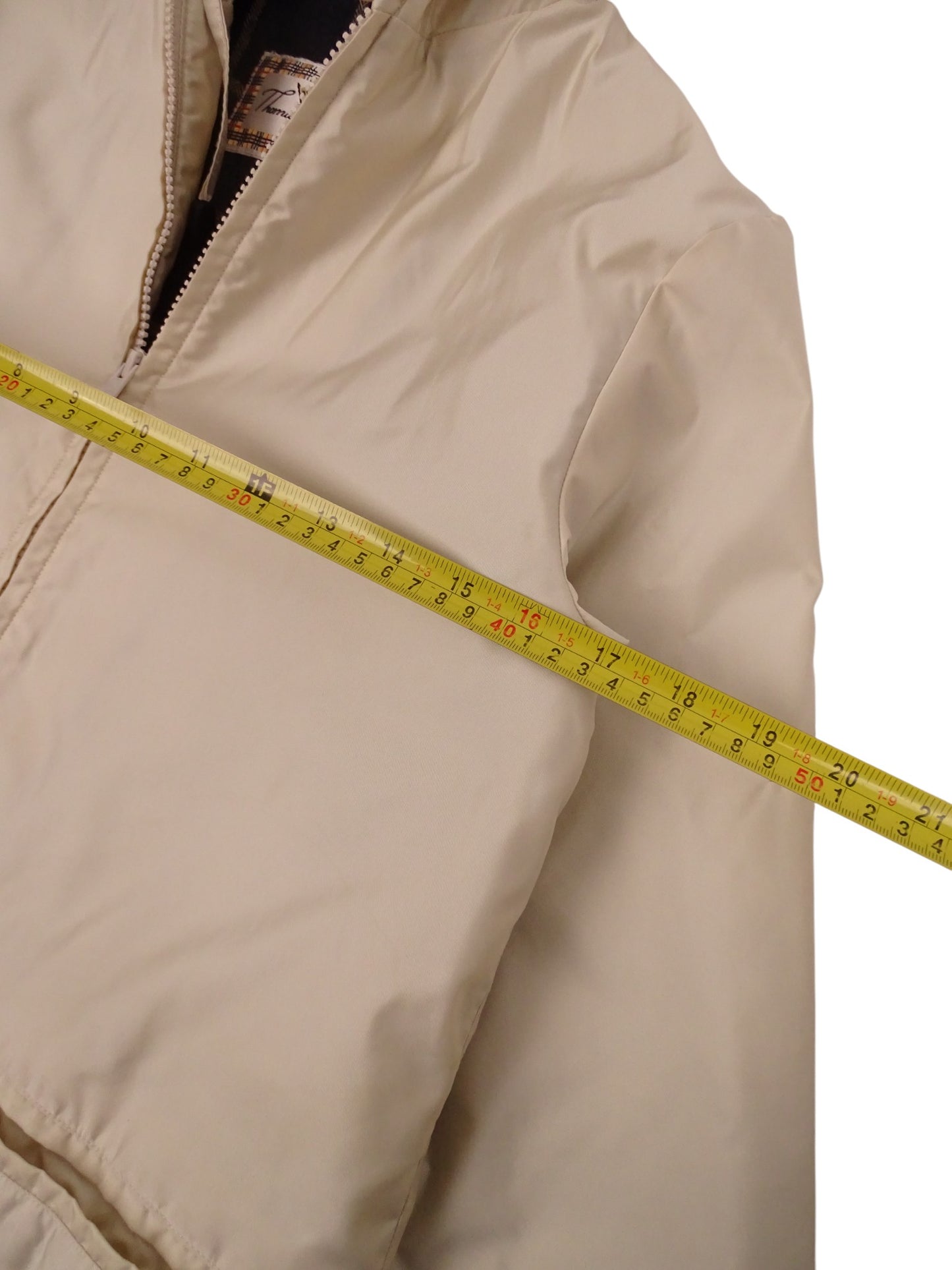 Burberry Manteau Zippé Crème Intérieur Tartan Écossais Gris S Femme