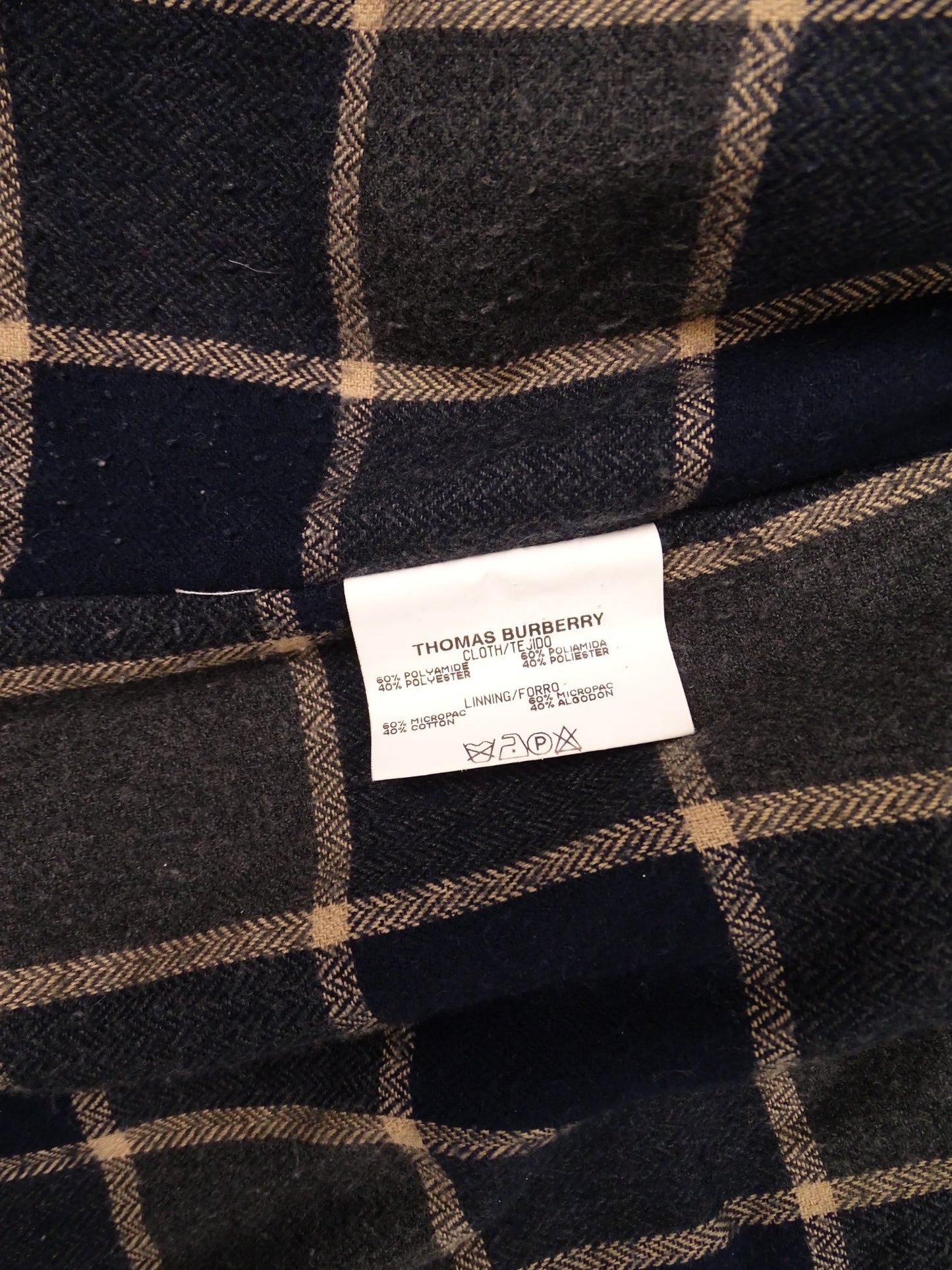 Burberry Manteau Zippé Crème Intérieur Tartan Écossais Gris S Femme