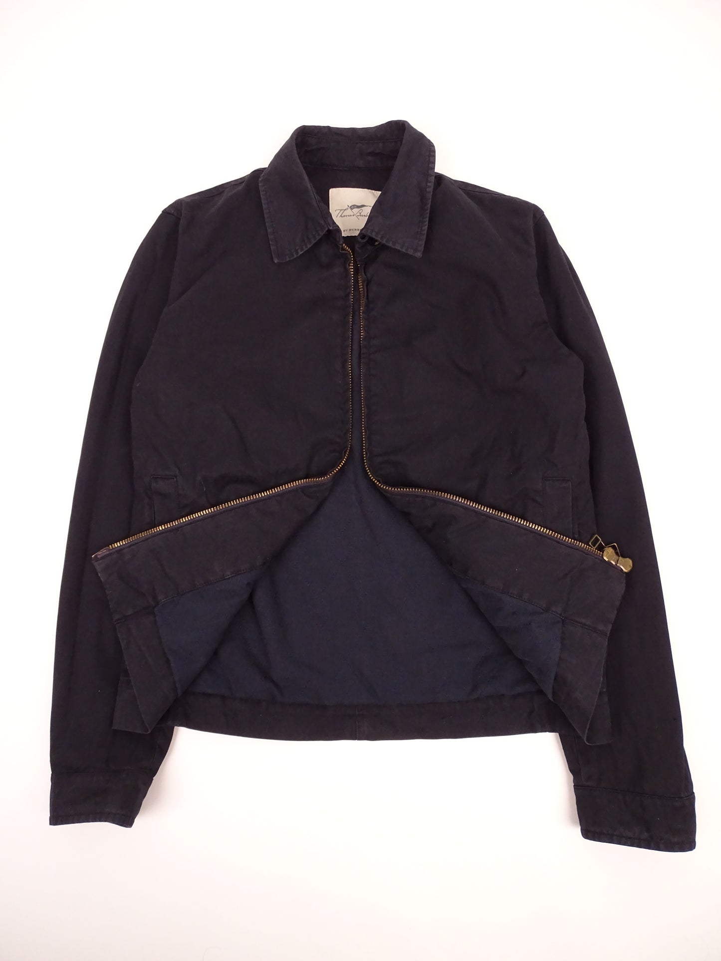 Burberry Veste Harrington Bleu Marine Zippée Coton M Homme
