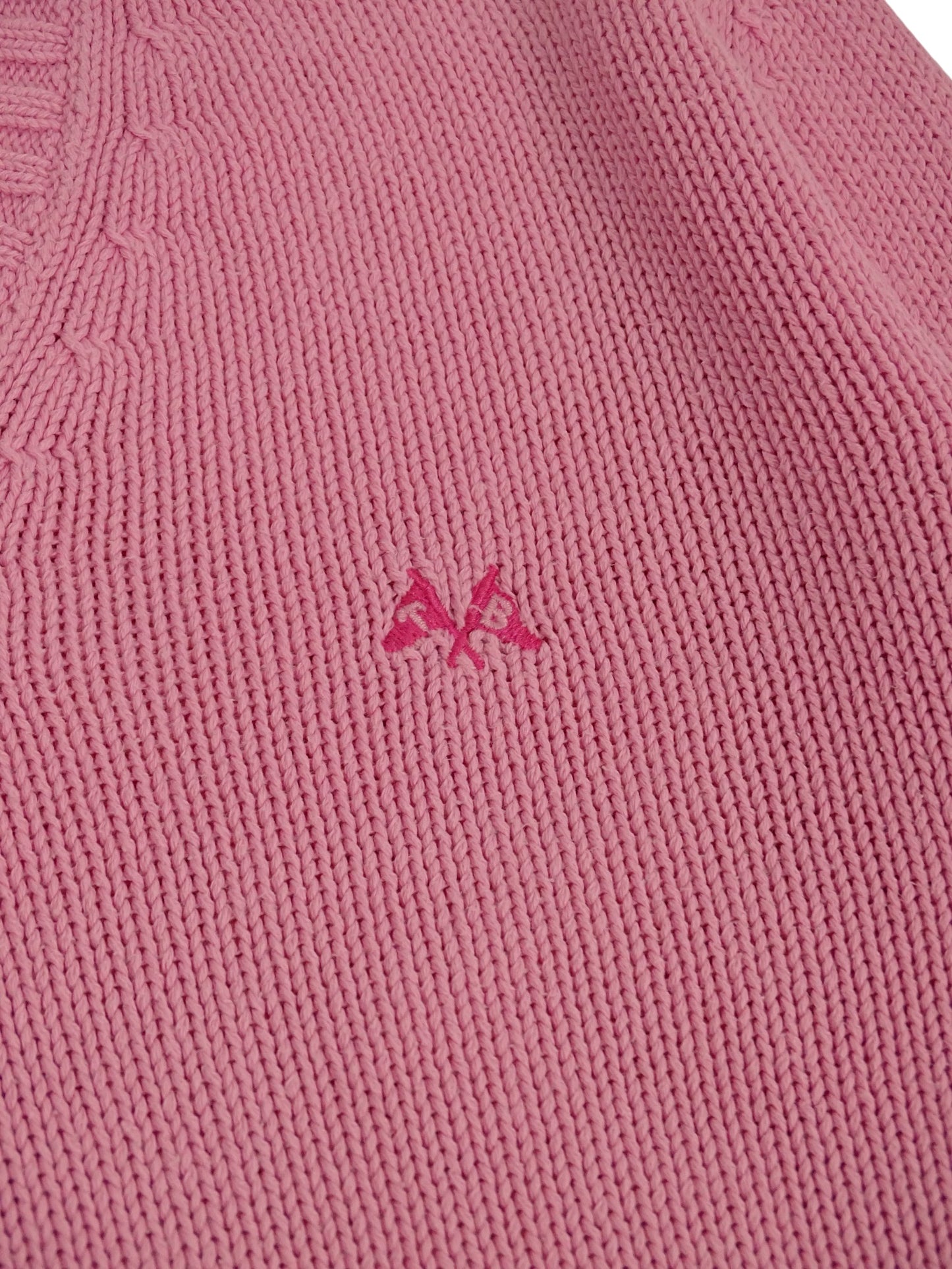 Burberry Pull Col V Rose Coton S Femme