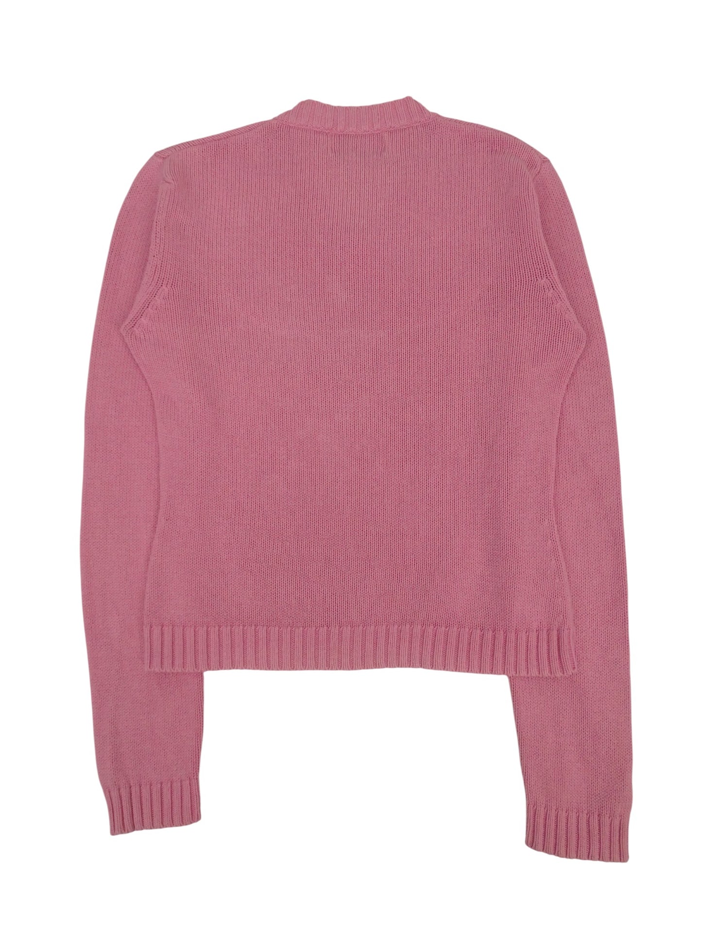 Burberry Pull Col V Rose Coton S Femme