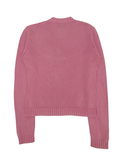 Burberry Pull Col V Rose Coton S Femme