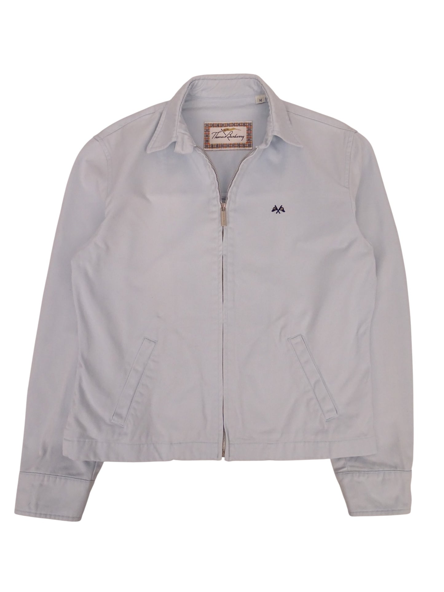 Burberry Veste Courte Bleu Clair Zippée À Col M Femme