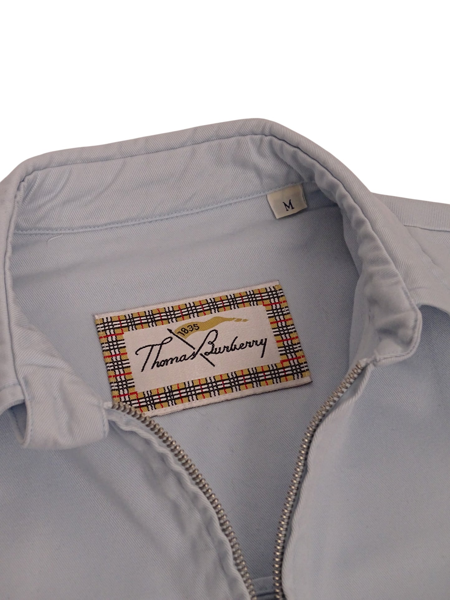 Burberry Veste Courte Bleu Clair Zippée À Col M Femme