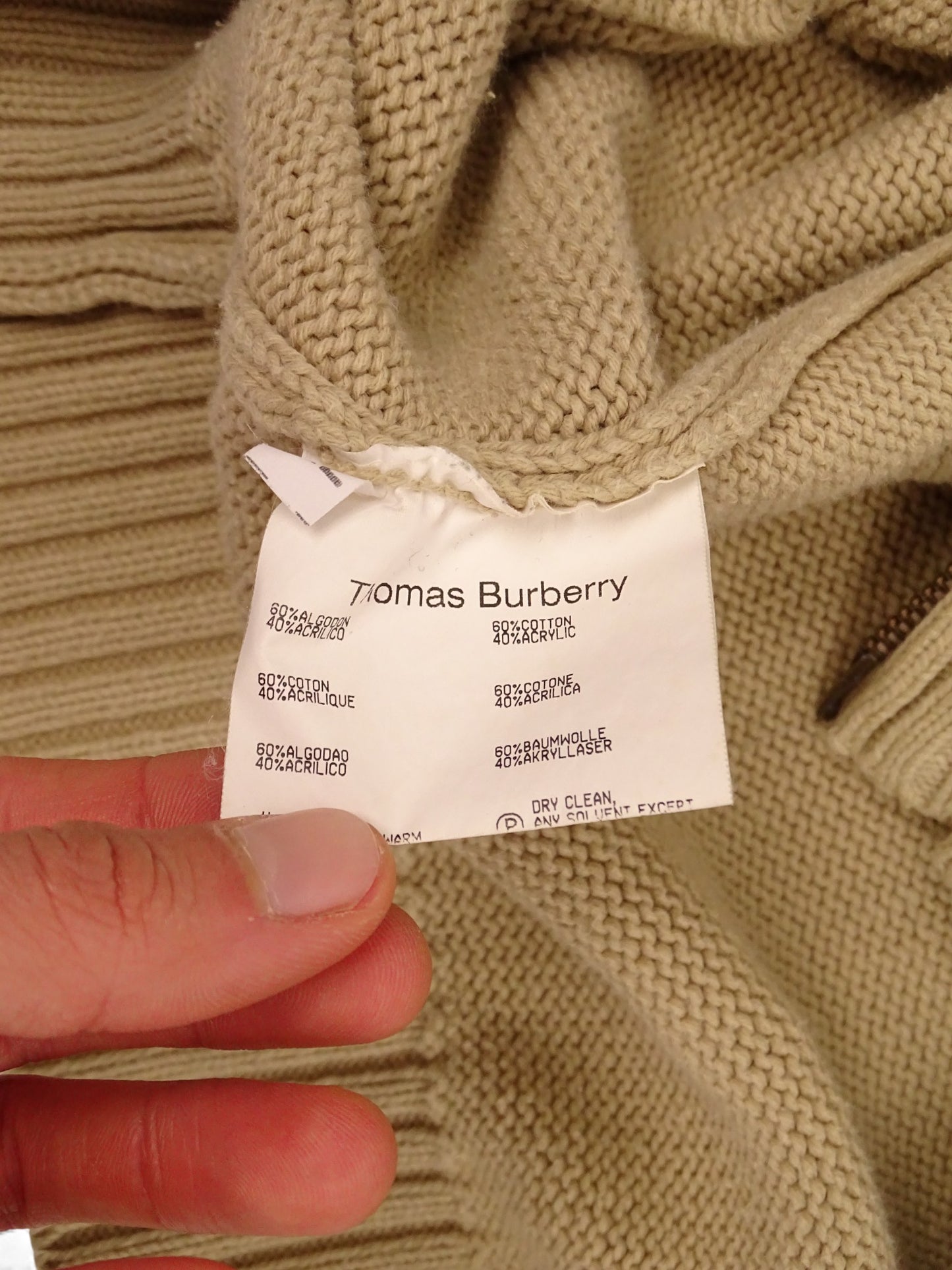 Burberry Sweat Zippé Beige Coton Full Zip XL Homme