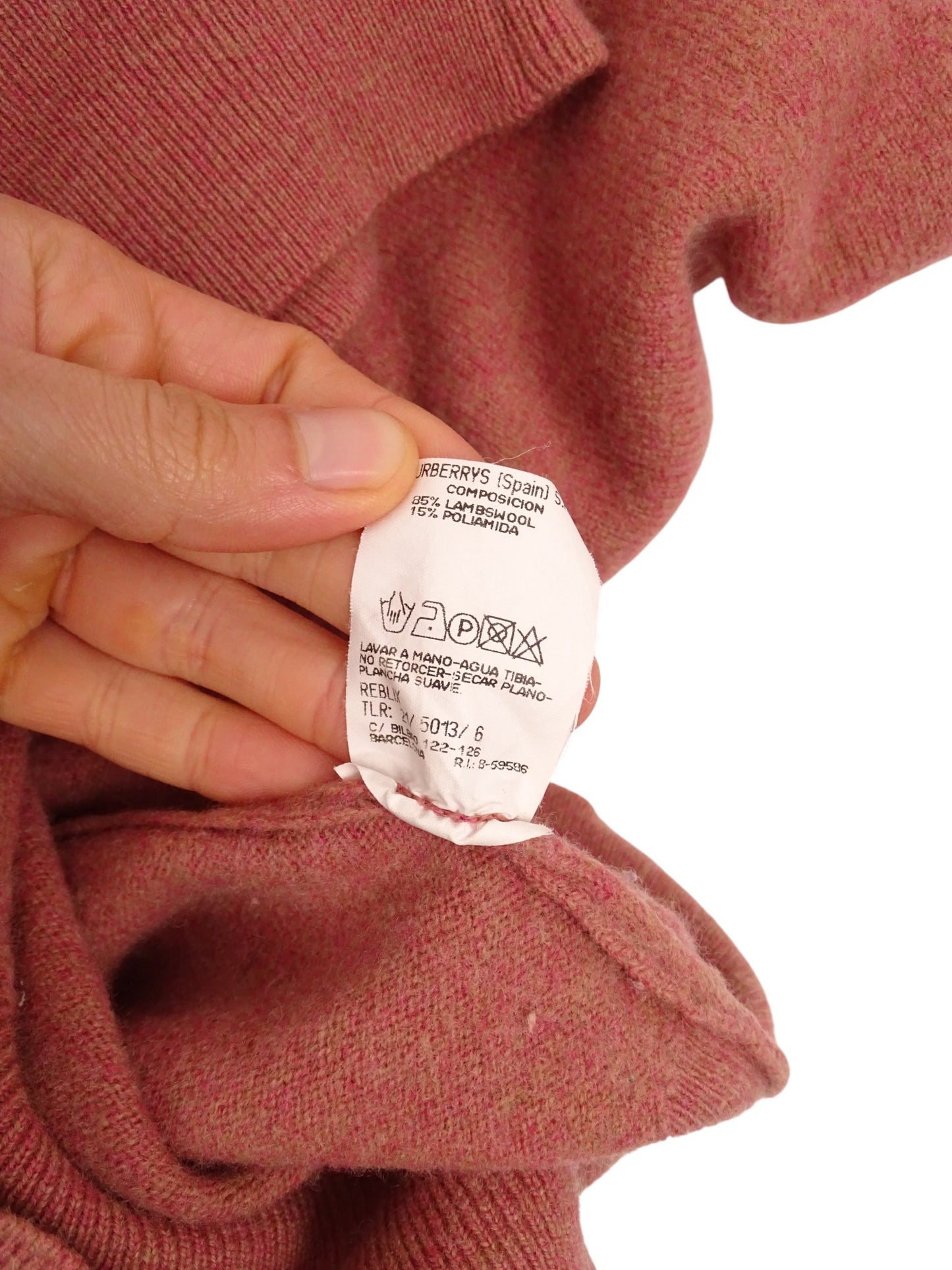 Burberry Pull Col Rond Corail/Rose 85% Laine M Homme