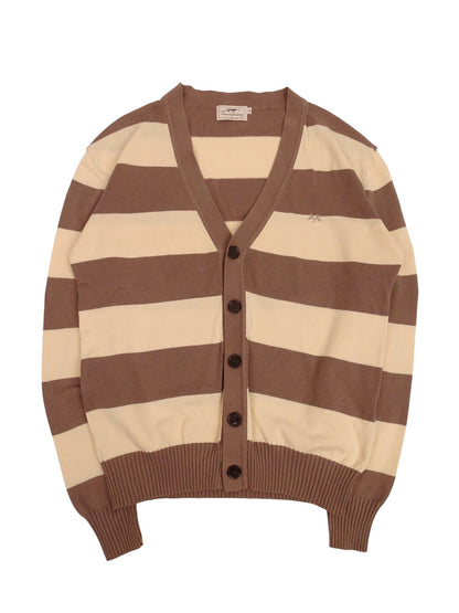 Burberry Cardigan Rayé Beige Et Marron Coton XL Homme