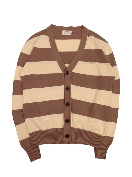 Burberry Cardigan Rayé Beige Et Marron Coton XL Homme