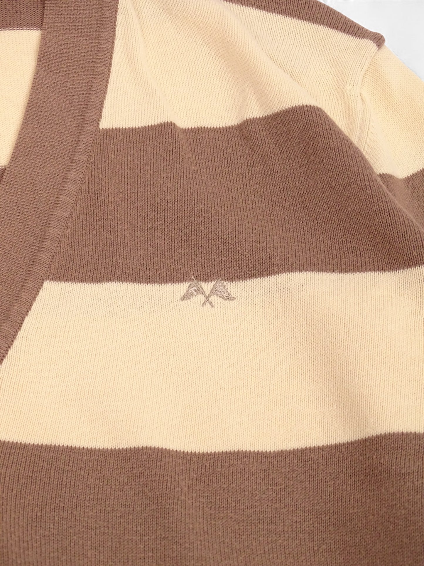 Burberry Cardigan Rayé Beige Et Marron Coton XL Homme