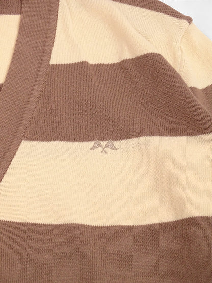 Burberry Cardigan Rayé Beige Et Marron Coton XL Homme