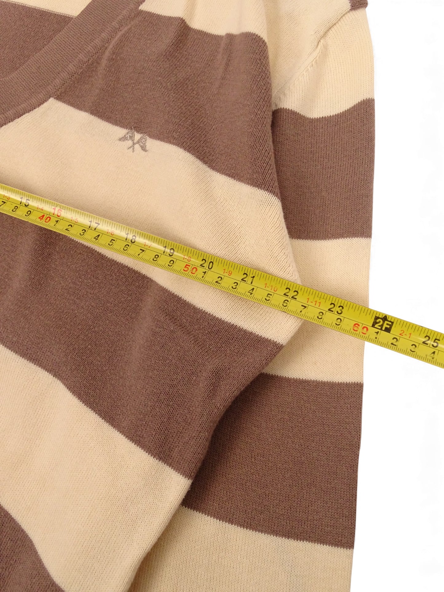 Burberry Cardigan Rayé Beige Et Marron Coton XL Homme