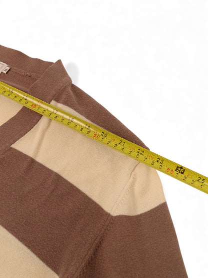 Burberry Cardigan Rayé Beige Et Marron Coton XL Homme