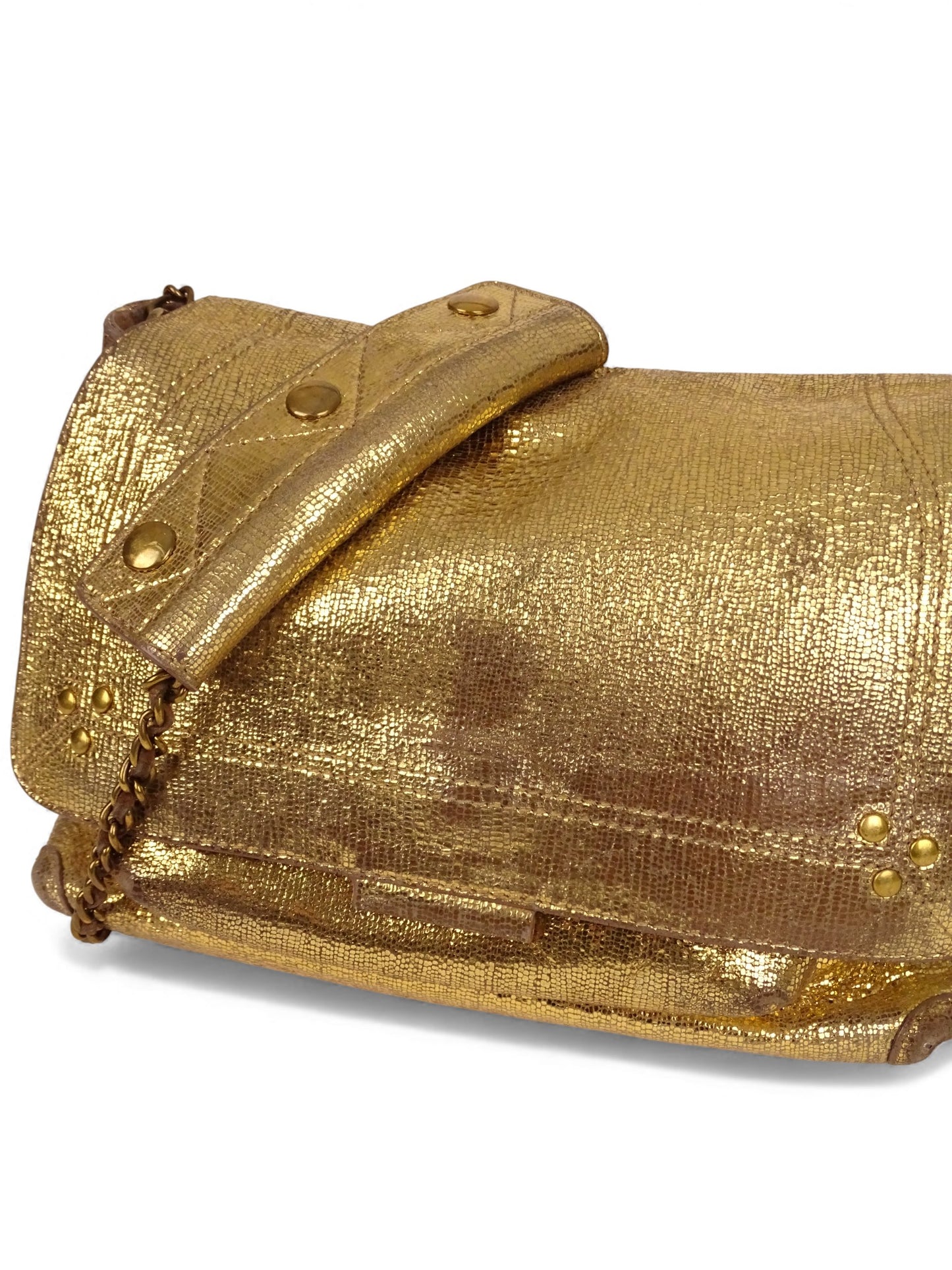 Jérôme Dreyfuss Sac "Lulu" M Lamé Or Cuir Pailleté