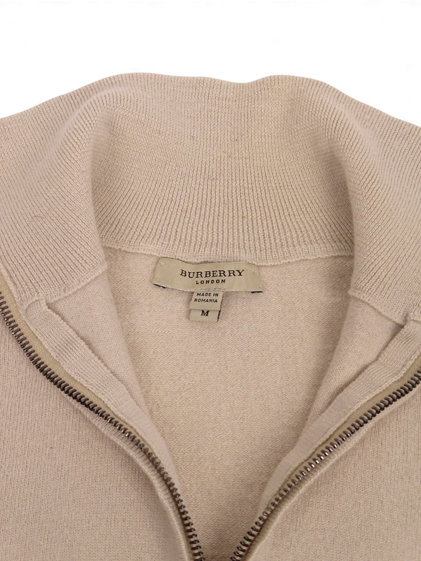 Burberry Gilet Zippé Beige 100% Laine XS Homme