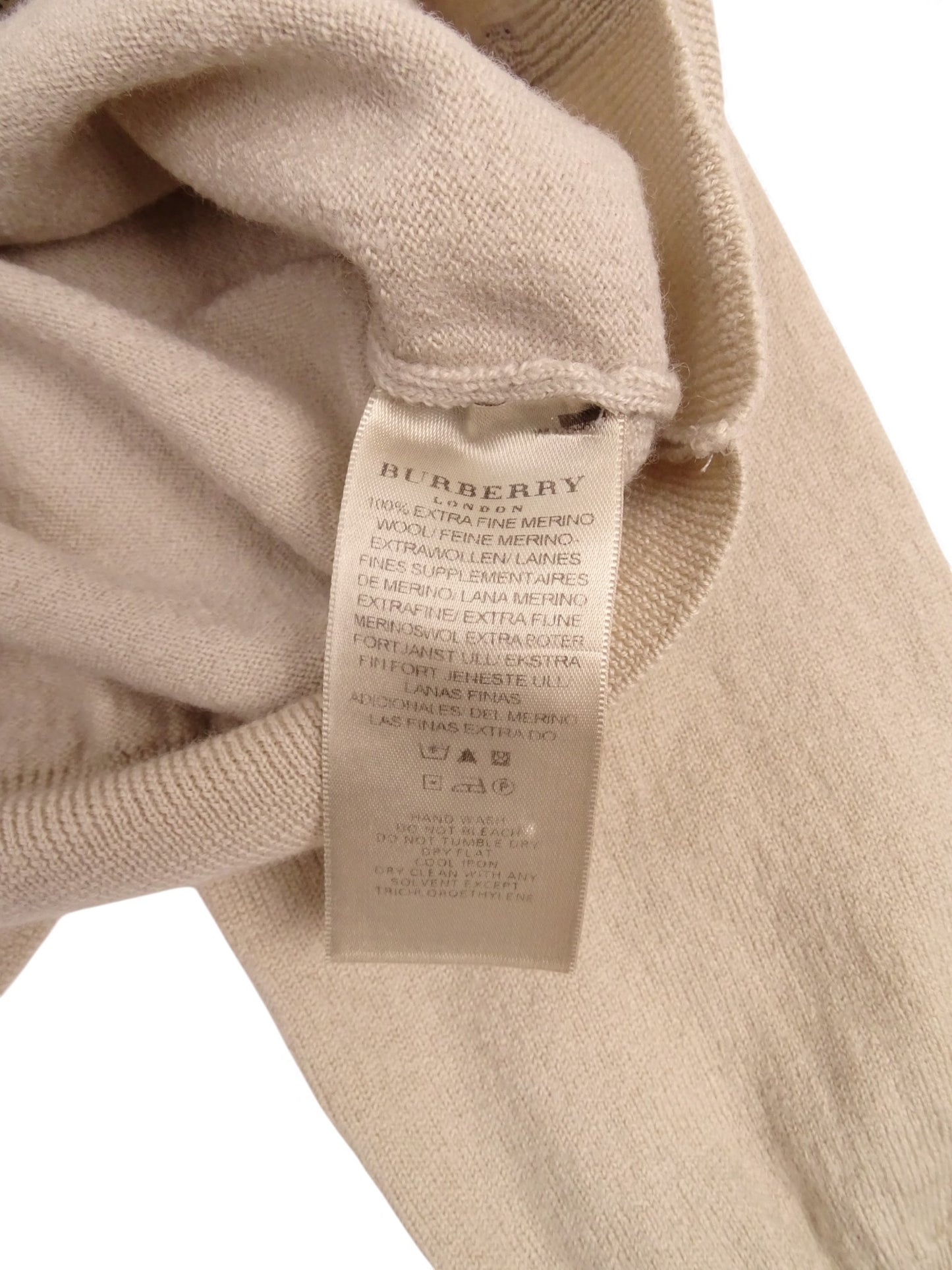 Burberry Gilet Zippé Beige 100% Laine XS Homme