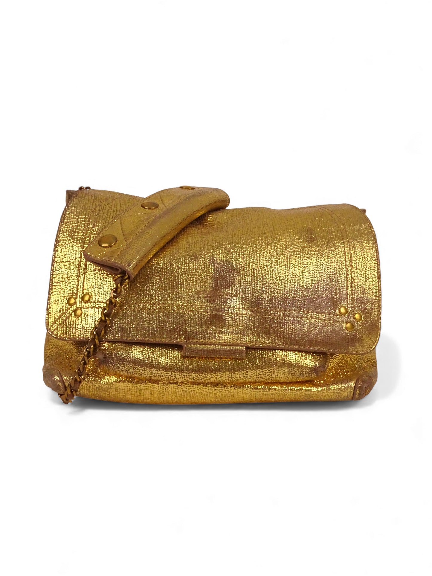 Jérôme Dreyfuss Sac "Lulu" M Lamé Or Cuir Pailleté