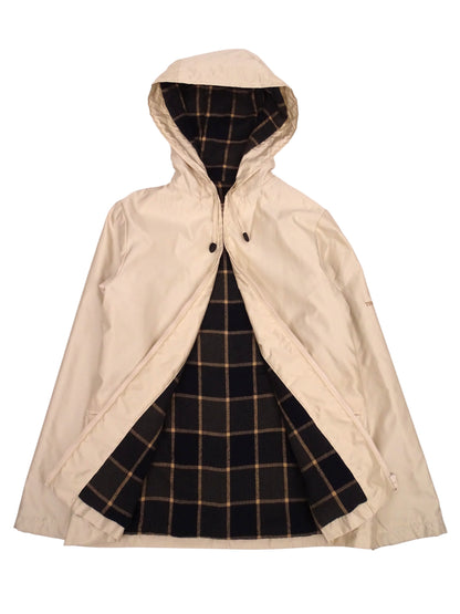 Burberry Manteau Zippé Crème Intérieur Tartan Écossais Gris S Femme